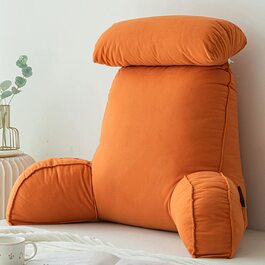 Підголовник HEATHE з підлокітниками, спинка для ліжка, подушка для читання з знімною подушкою для шиї та знімним чохлом, для читання або ігор на ліжку/дивані/підлозі Dream Orange 75×40×50cm (без підголівника)
