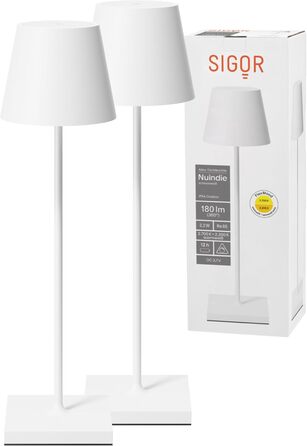 LED-лампа SIGOR Nuindie 2.0: 2 шт. - диммер, акумулятор, IP54, 38 см, USB-C, 12 год, сніжно-білий