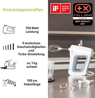 Блендер ручний Braun MultiMix 5 HM 5137 білий 750 Вт з насадками