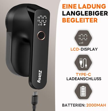 Електричний видалення ворсу Ziitty: 3 режими, 6-клинковий насадка, для різних тканин, Type-C зарядка, щітка для чищення