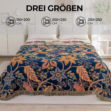 Плед Boho з 100% бавовни, стиль кантрі, 150x200 см, колір гранат