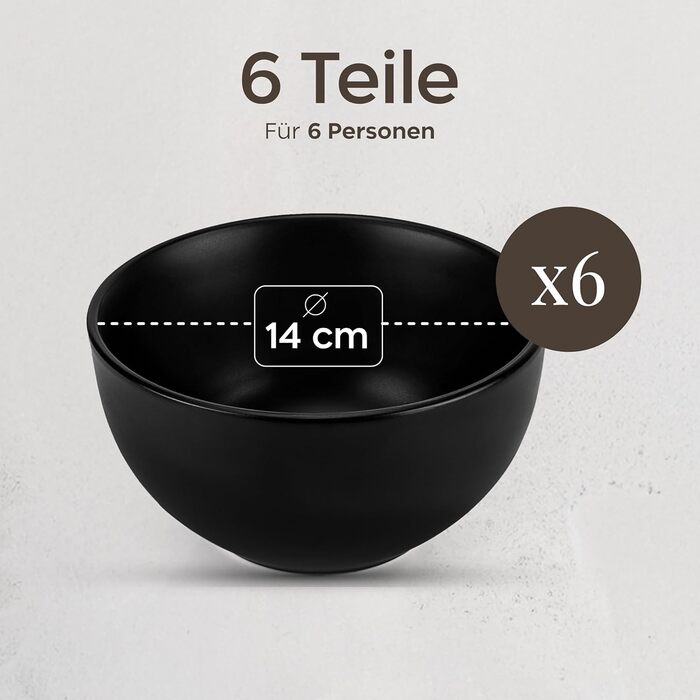 Набір посуду Twinzee Ebony Collection 24 елементи з матового чорного стеатиту для 6 осіб (тарілки, чашки, миски)