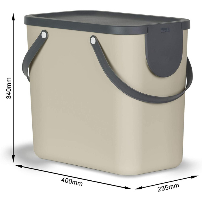 Система поділу сміття Rotho Albula 25L для кухні, пластик (поліпропілен), що не містить бісфенолу А, капучино / антрацит, 25L (40,0 x 23,5 x 34,0 см) коричневого кольору