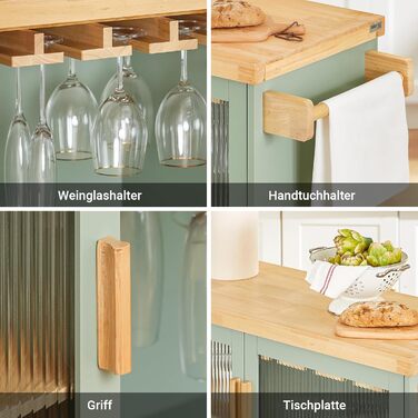 Буфет-комод SoBuy з полицями для вина, мікрохвильовки та скляними дверцятами, 120x90x40 см, зелений