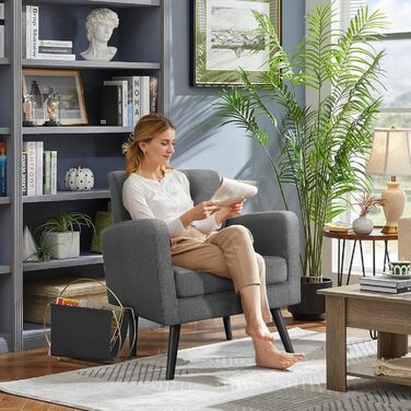 Крісло-мішок Yaheetech з підлокітниками, комфортне та сучасне, крісло для телевізора, крісло-релакс, для вітальні, клубу, софа, вантажопідйомність 136 кг, темно-сірий, поліестер