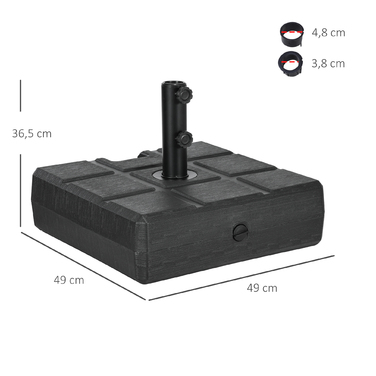 Підставка для парасольки до 40 кг, з ручкою, квадратна, чорна