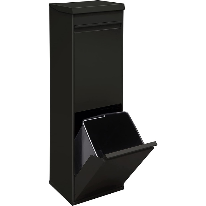 Сталевий кошик для сміття ARREGUI Top CR226-B з ящиком для зберігання з кришкою, система відділення сміття з 2 внутрішніми пластиковими знімними відрами з ручкою, 2 x 17 л (34 л), чорного кольору