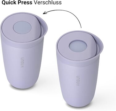 Термокружка VINSUN 350 мл, з нержавіючої сталі, подвійні стінки, ізольована, без витоку, для гарячих та холодних напоїв, з Quick Press кришкою, для авто, університету (фіолетовий)