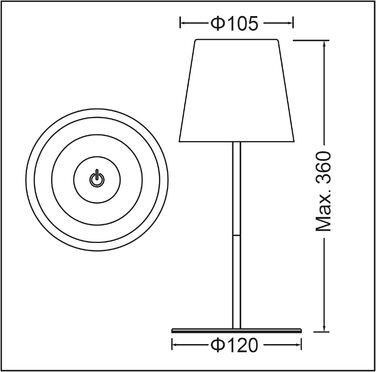 Настільна лампа Trango Beige LED IP44, бездротова, з регулюванням яскравості на дотик, 3 Вт, 2700K теплий білий, акумулятор