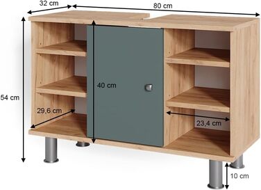 Тумба під умивальник Fynn, Дуб, 80x54 см, Зелений