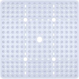 Протиковзкий килимок для душу Kingrading XL 70x70 см, 240 присосок, зливні отвори, можна прати в пральній машині (прозорий)