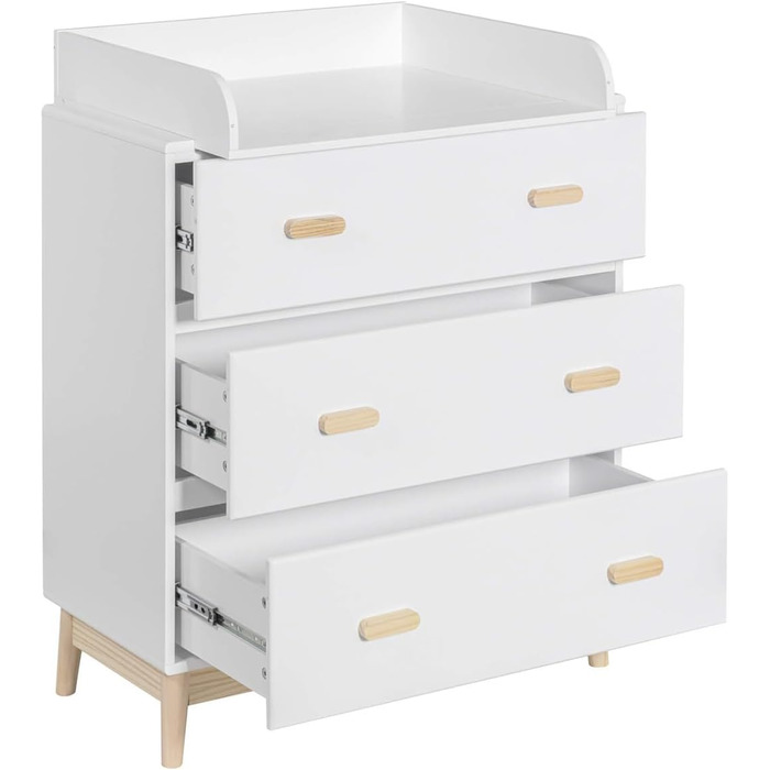 Комод з пеленальним столиком Rebecca Mobili, Aqua Grün Braun, колір блакитно-зелений, матеріал: сосна, MDF, компактний, знімний пеленальний столик, розміри 100 x 80 x 42 см, артикул RE6985