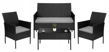 Комплект садових меблів з техноротанга eHokery Magnolia, чорний, 4 предмети
