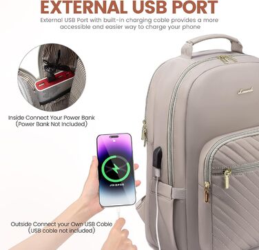 LOVEVOOK Рюкзак для жінок, великий, 15.6 дюймів, для ноутбука, водонепроникний, шкільний, для дівчаток, підлітків, чорний, елегантний, для роботи, для школи, університету, подорожей (15.6 дюймів, Taro-сірий)