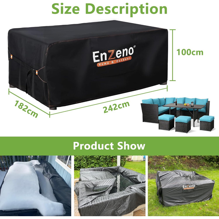 Водонепроникний чохол для садово-патіо меблів Enzeno, 250x210x90 см (242x182x100 см)