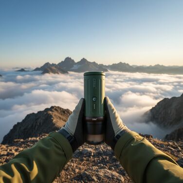 Портативна еспресо-машина CERA+ з самонагрівом, 20 Bar, 3 * 4500mAh, для капсул та меленої кави, чорна