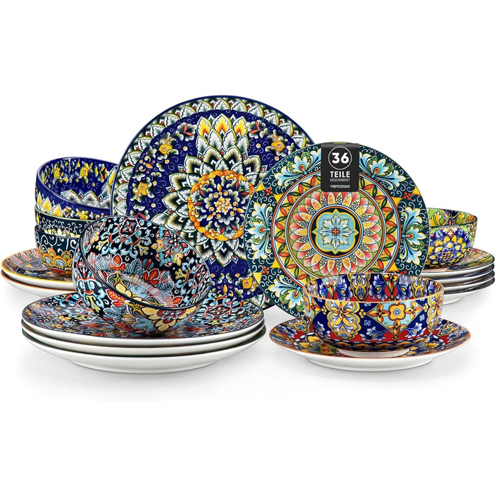 Набір кавових чашок Vancasso 6 шт. SIMI, 360 мл, порцеляна, чайний сервіз на 6 осіб (36 шт.)