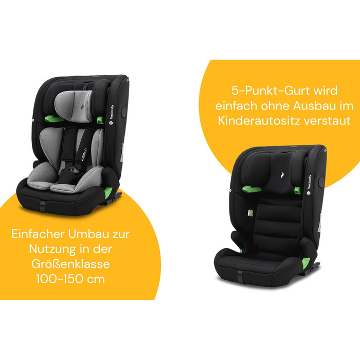 Дитяче автокрісло Osann Flux Isofix, i-Size від 76 до 150 см, зростаюче дитяче автокрісло Isofix- сірий меланж i-Size сірий меланж