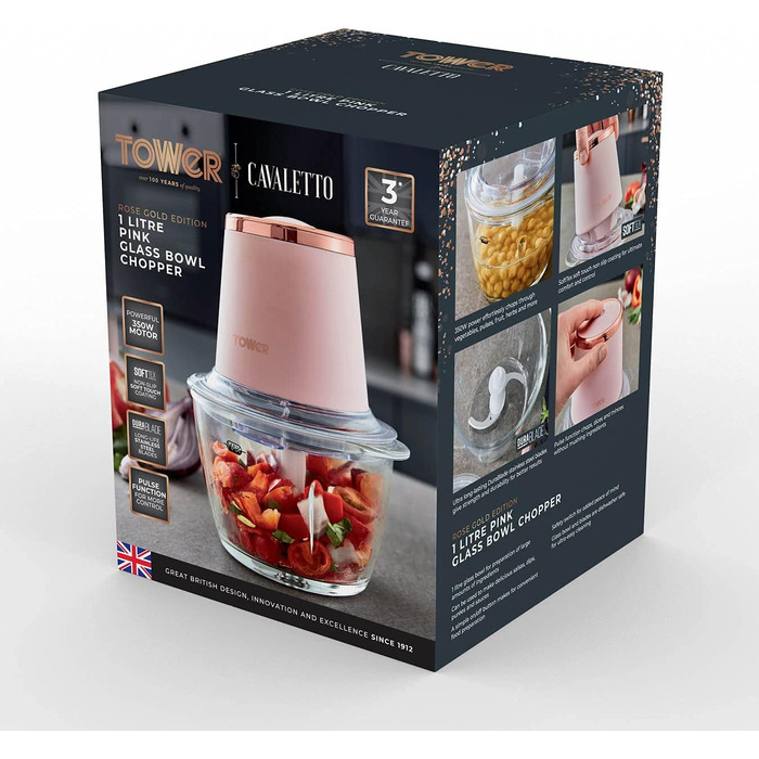 Подрібнювач для льоду Tower Cavaletto T12058MNB, 1 л, 350 Вт, Midnigh Blue & Rose Gold, для окремих ліжок