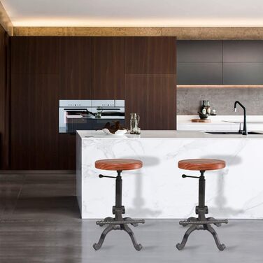 Стілець-табурет Topower Industrie Retro Vintage з дерева, стилі фермерський, регульована висота, чорний