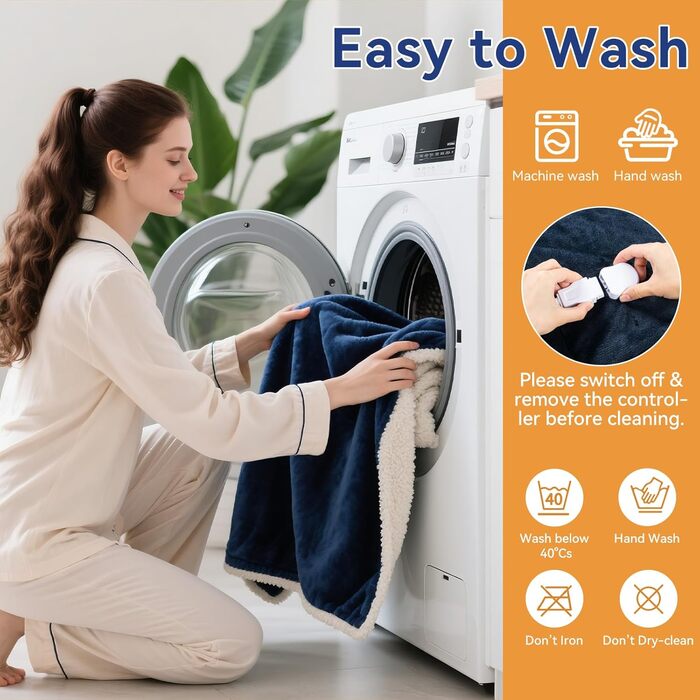 Електрична гріюча ковдра з автовимкненням 160x130 см, 9 режимів нагріву, таймер, LED-дисплей, пральна, для софи, ліжка, офісу, подарунок