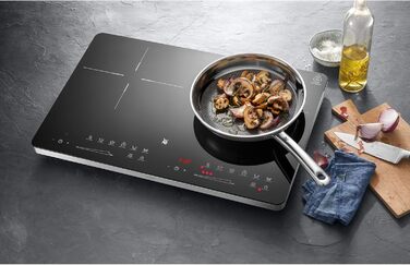 Індивідуальна індукційна плита WMF Kult X з 2 конфорками, діаметром до 28 см, 8 рівнів, функція розпізнавання посуду, сенсорний дисплей, склокераміка, таймер, 3500 Вт