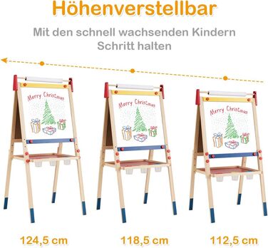Дитяча мольберт-стіл 3 в 1 COSTWAY: двосторонній, дошка для маркерів та крейди, папір, регульована висота, з аксесуарами