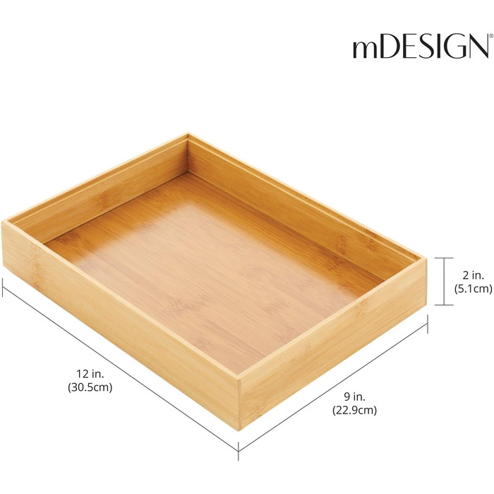 Дерев'яний кухонний ящик mDesign - органайзер для столових приборів і посуду, що штабелюється - набір з 4 шт. - натуральний колір (12 x 9 x 2)