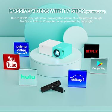 Портативний проєктор Mini Beamer YG300Plus: LED Pico проєктор для домашнього кінотеатру з HDMI, USB, Type-C та пультом дистанційного керування