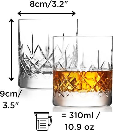 Набір склянок для віскі Wicklow 2 шт. 310 мл - кришталь без свинцю, важке дно, ручна обробка, подарункова коробка