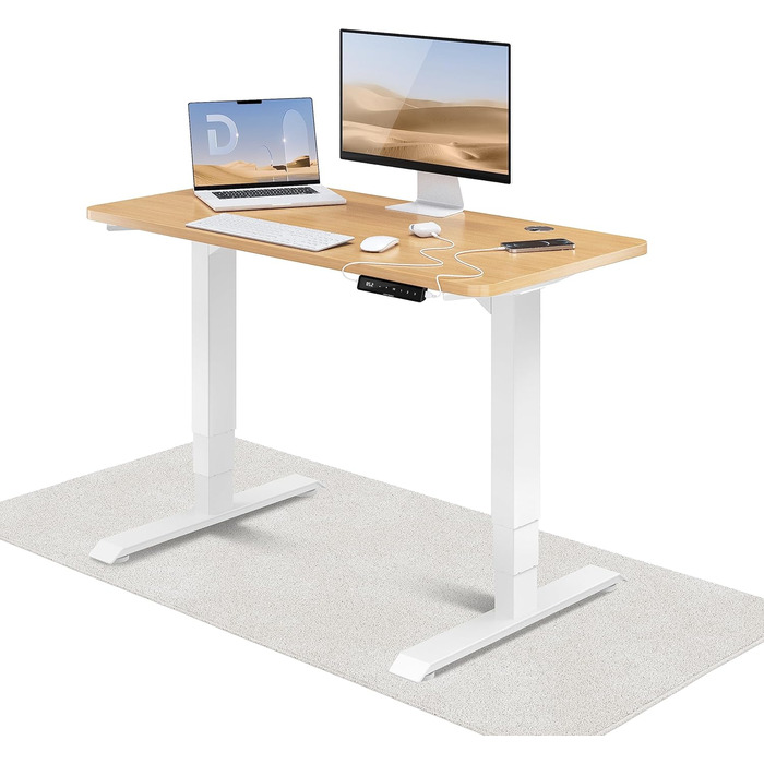 Стіл з регулюванням висоти Desktronic 120x60см, електричний, з подвійним двигуном, білий/дуб