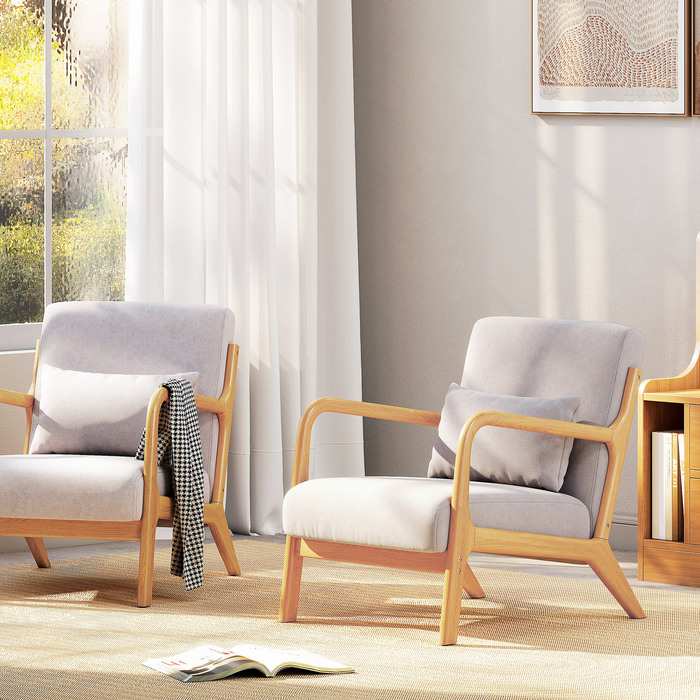 Елегантне крісло для відпочинку з дерев'яним каркасом та м'яким ґрунтом, оксамитова текстура, ідеально підходить для вітальні або спальні, сірого кольору.