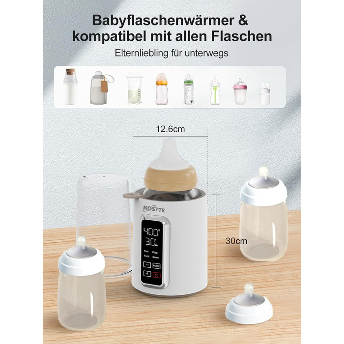 Підігрівач для пляшечок KOSTTE - універсальний, для грудного молока та суміші (білий + чорний)