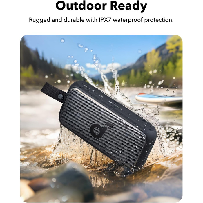 Soundcore Motion 300: Бездроковий портативний Bluetooth-динамік з BassUp, SmartTune, 30W, 13h, IPX7, для дому, саду, кемпінгу та подорожей (Чорний)