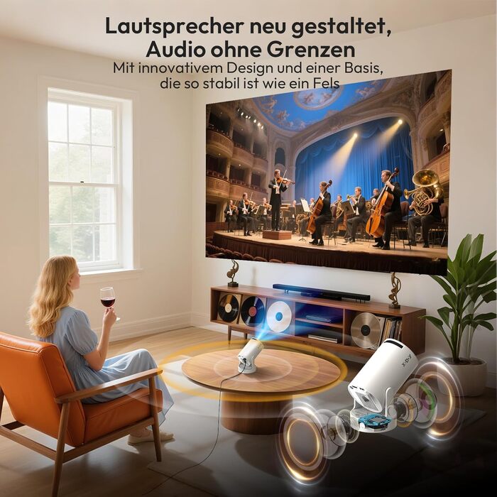 Портативний проєктор Xgody Gimbal 3: 720P HD, 4K/1080P, 12000 Люмен, Android 11.0, WiFi 6, Bluetooth, Auto Keystone, для домашнього кінотеатру