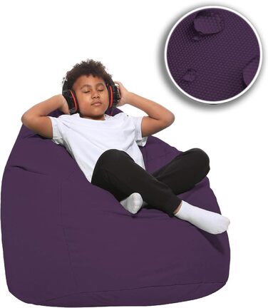 Подушка для підлоги Beanbag XXL для дорослих і дітей - підходить для ігор або відпочинку - в приміщенні та на вулиці, оскільки вона водонепроникна - з намистинами EPS, колір фіолетовий, розмір XL