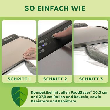 Вакууматор FoodSaver V2860 для сухих та вологих продуктів, 100 Вт, сріблясто-чорний