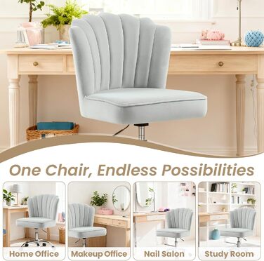 Крісло для офісу Fiximaster Homeoffice, крісло для робочого столу, обертове, регульоване по висоті, з м'якою оббивкою з велюру, золоті ніжки, для робочого кабінету, спальні, до 135 кг, зелений/світло-сірий