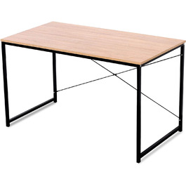 Письмовий стіл Комп'ютерний стіл Офісні меблі Стіл для ПК Офісний стіл Робочий стіл з дерева та сталі, приблизно 120x60x70 см, (світлий дуб чорний), 08hei