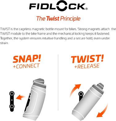 Набір пляшок для води Fidlock TWIST пляшка 450 велосипедна основа тверда чорна (Чорна, 590 мл)