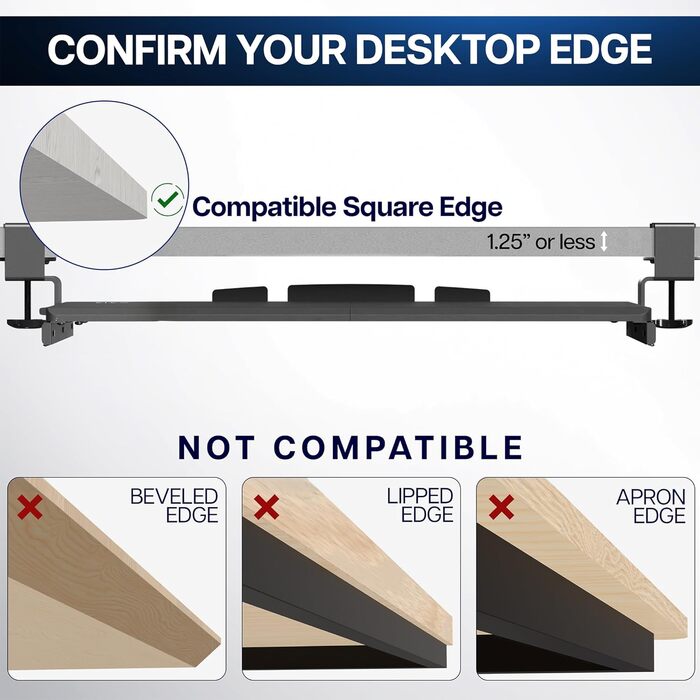 Видвижна платформа для клавіатури VIVO, 27 x 11 дюймів, біла, кріплення на C-образну скобу, MOUNT-KB05W