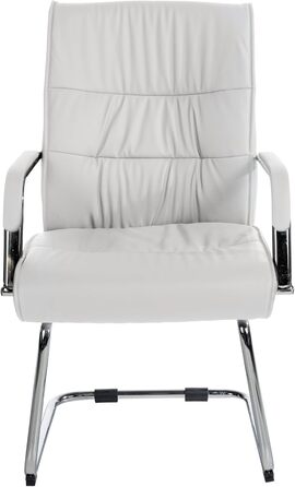 Стілець конференційний Sievert білий з м'якою оббивкою, штучна шкіра, з підлокітниками