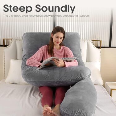 Подушка для вагітних W&D's Dream 160 см XXXL, подушка для годування, U-подібна форма, сіро-темний колір, 160*78 см