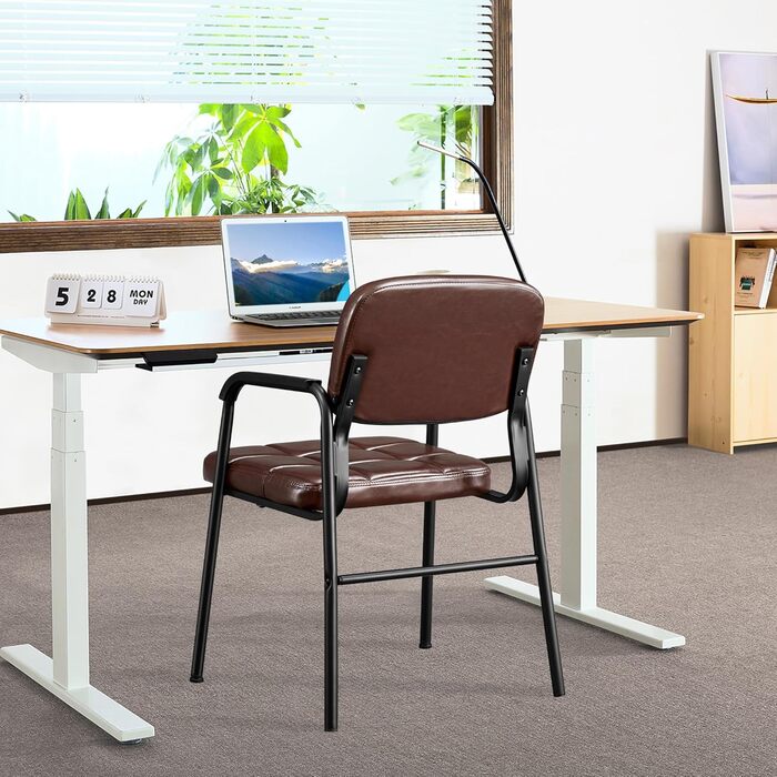 Крісла для очікування Yaheetech – 6 шт., штучне шкіряне крісло для вітальні, конференц-залу, обідньої кімнати, 58x60x85 см, коричневе