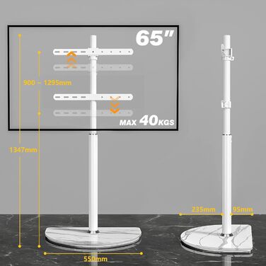 Підлогова підставка для телевізора RFIV 32-65 дюймів LED/LCD/OLED, поворотна, регулюється по висоті, до 40 кг, організація кабелів