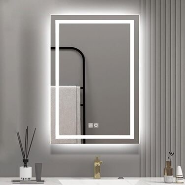 Дзеркало для ванної кімнати з підсвіткою LED, з 3 колірними температурами та функцією проти запотівання. Сенсорне керування. Підходить для готелів, вітальні, спальні.