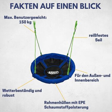Дитяча гойдалка-гніздо Best Sporting Nestschaukel для саду, діаметр 60-110 см, до 150 кг, регульована висота 105-180 см