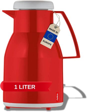 Термос Wash Thermoskanne 1L, 6 годин, червоний: зберігає напої гарячими та холодними, щільний кришка, для миття в посудомийній машині, подвійні стінки