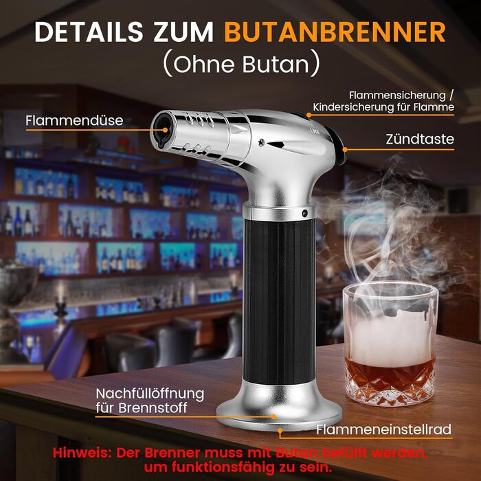 Набір для приготування віскі з димом: 6 смаків тирси, 2 склянки, форми для льоду, для віскі, бурбону, Old Fashioned, подарунок для чоловіків