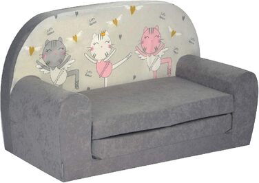 Дитячий розкладний диван FORTISLINE Mini 2в1, 40x78x45 см, знімний чохол, поролон, мотив Кошеня